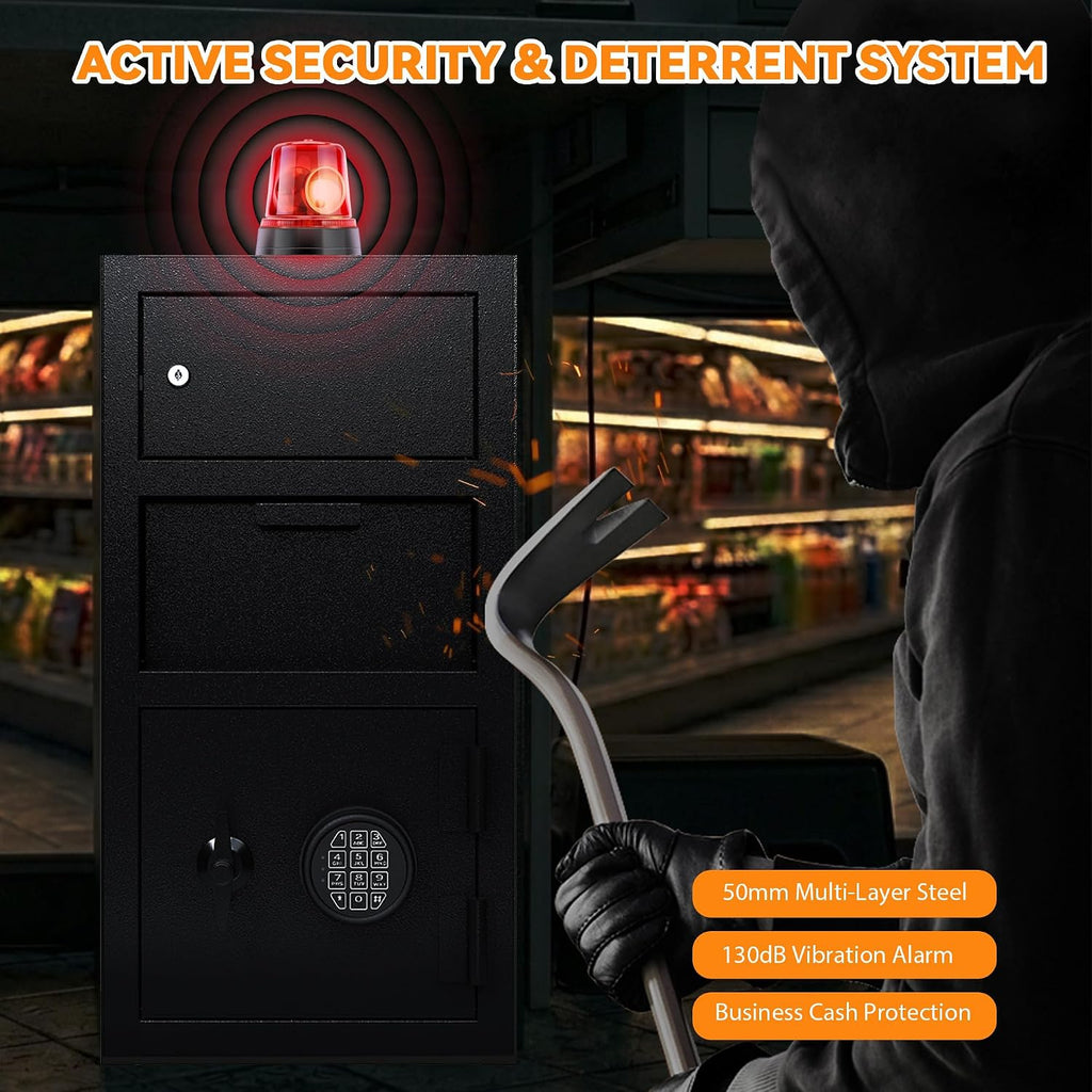 KAER 6.5 CuFt Drop Safe for Business, Cash Safe with Drop Slot, 68 lbs Heavy Duty Money Safe Box with Deposit Slot, Anti-Theft Safety Boxes for Home Floor Safe, Quick Access Digital Keypad Keys