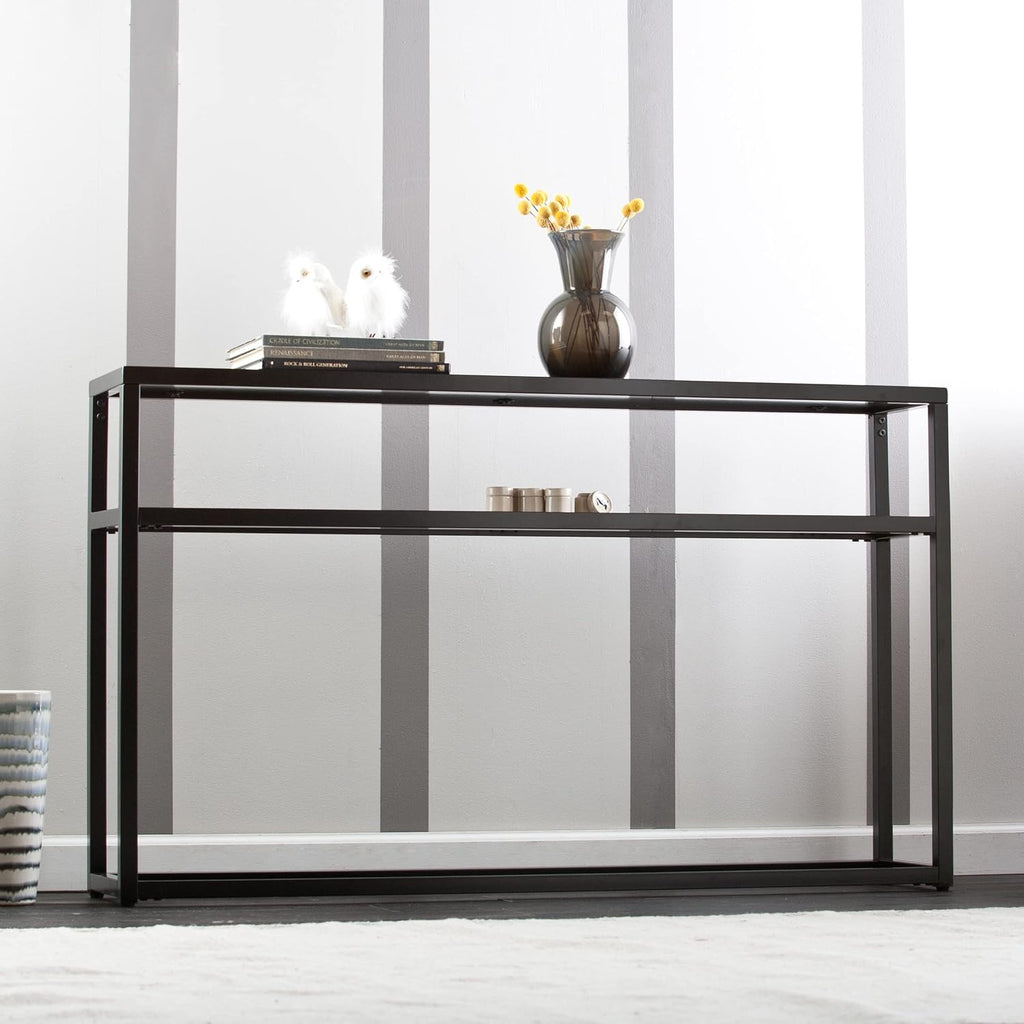 SEI Furniture - Holly & Martin Baldrick Console Table - Black - Transitional Design, Glass and Wood - Ideal for Entryway, Living Room (CK7683)