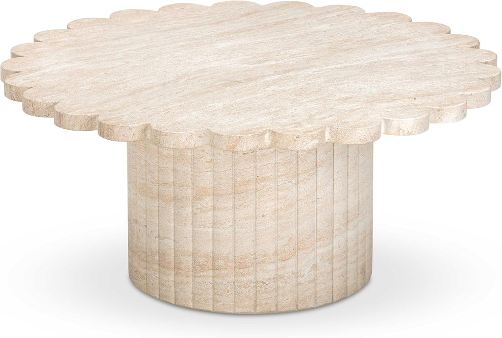 Tov Furniture Blossom Washed Travertine Finish Indoor/Outdoor Coffee Table