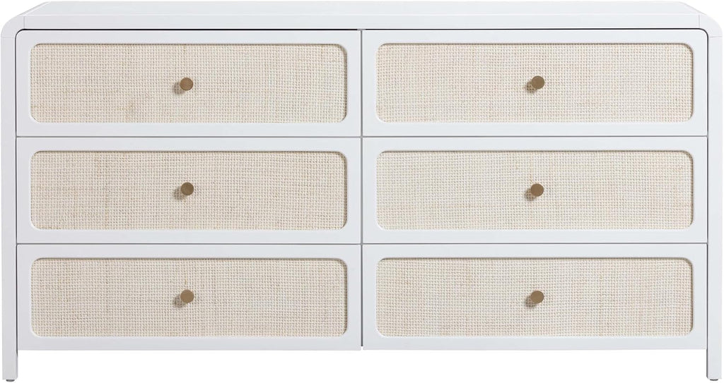 TOV Furniture Patty White Rattan 6 Drawer Dresser