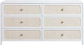 TOV Furniture Patty White Rattan 6 Drawer Dresser