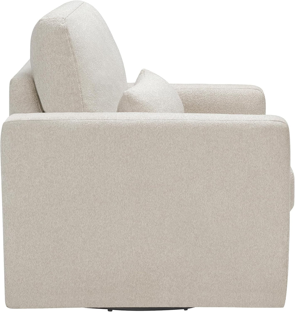 Lexicon Swivel Accent Chair, Modern Armchair, Boucle Single Sofa Chair with Lumbar Pillow for Living Room, Home Theater Seating, Bedroom, Easy Assembly, Beige