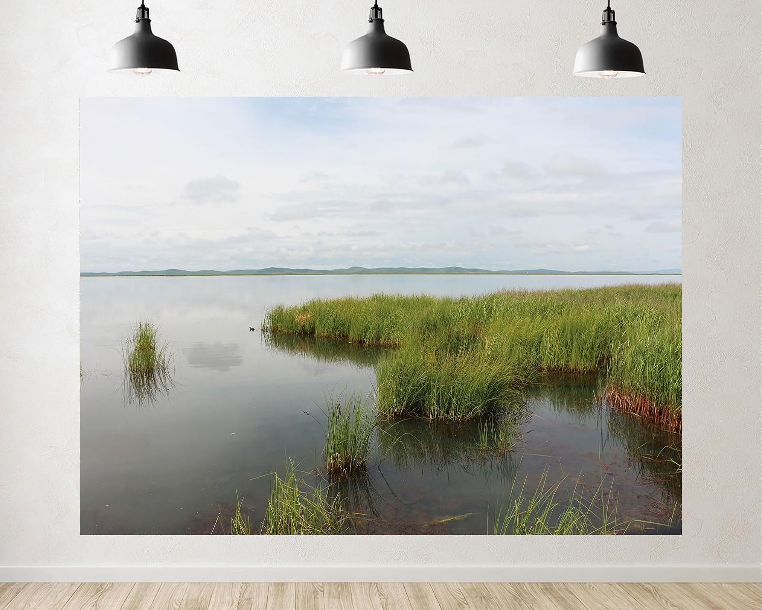 Trykid 20x10ft Tranquil Lake Green Reed Backdrop Serene Water Natural Scenery Photography Background Wedding Bridal Shower Birthday Camping Tapestry Party Decoration Photo Studio Prop Fabric