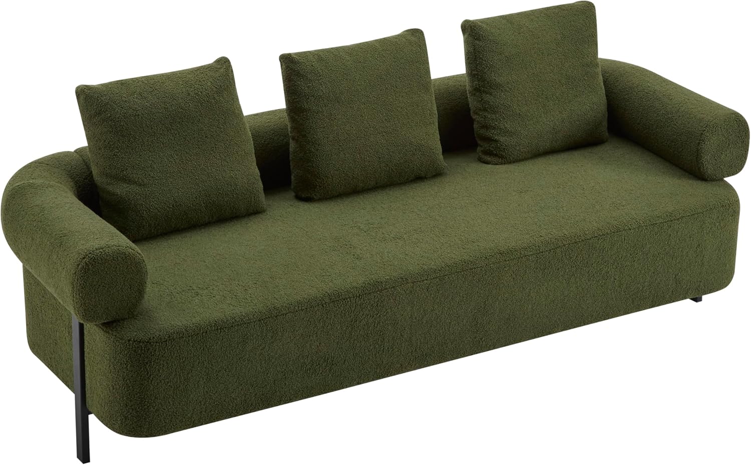 Christopher Knight Home Gilly 78' Modern Boucle Upholstered Sofa with Pillow, Oversized Comfy Cloud Couch with Wooden Frame, 3-Seater Sofa Couch for Living Room, Bedroom, Home Office, Olive Green