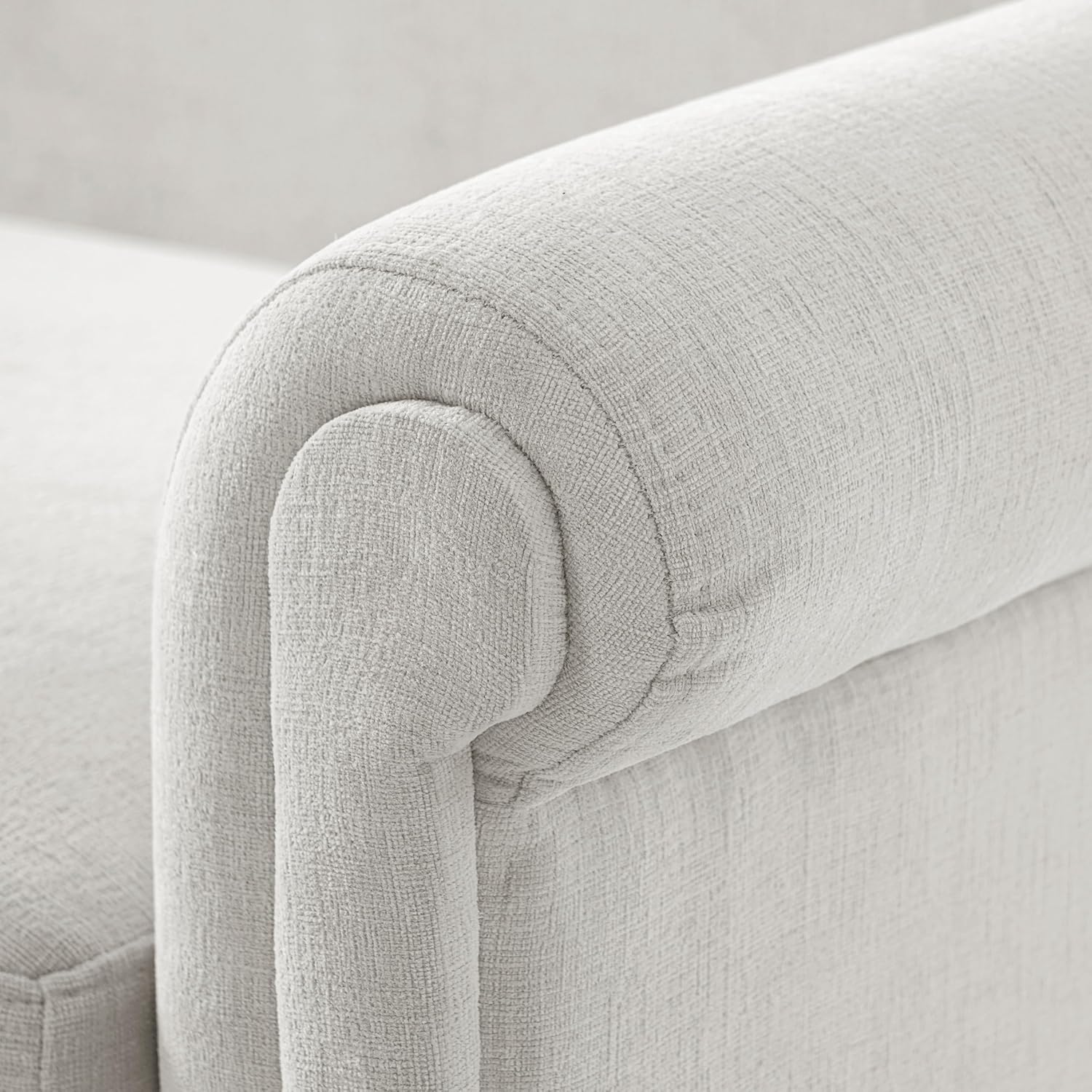 Christopher Knight Home Sola 77.5'' Modern Chenille Upholstered Loveseat Sofa with Rolled Armrest and Rubberwood Frame, 2-Seater Home Sofa Living Room, Comfy Couch for Hotel/Apartment, Light Grey