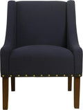 HomePop Home Decor | Upholstered Swoop Arm Accent Chair with Nailhead Trim | Accent Chairs for Living Room & Bedroom | Decorative Home Furniture, Deep Navy