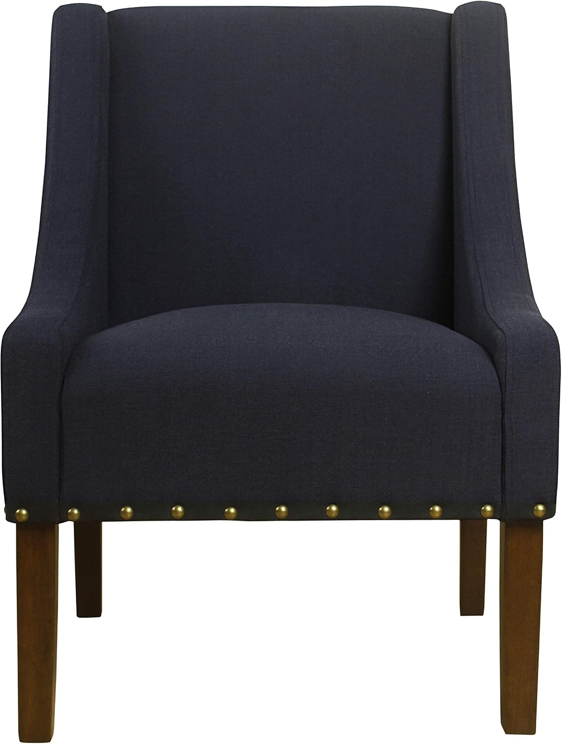 HomePop Home Decor | Upholstered Swoop Arm Accent Chair with Nailhead Trim | Accent Chairs for Living Room & Bedroom | Decorative Home Furniture, Deep Navy