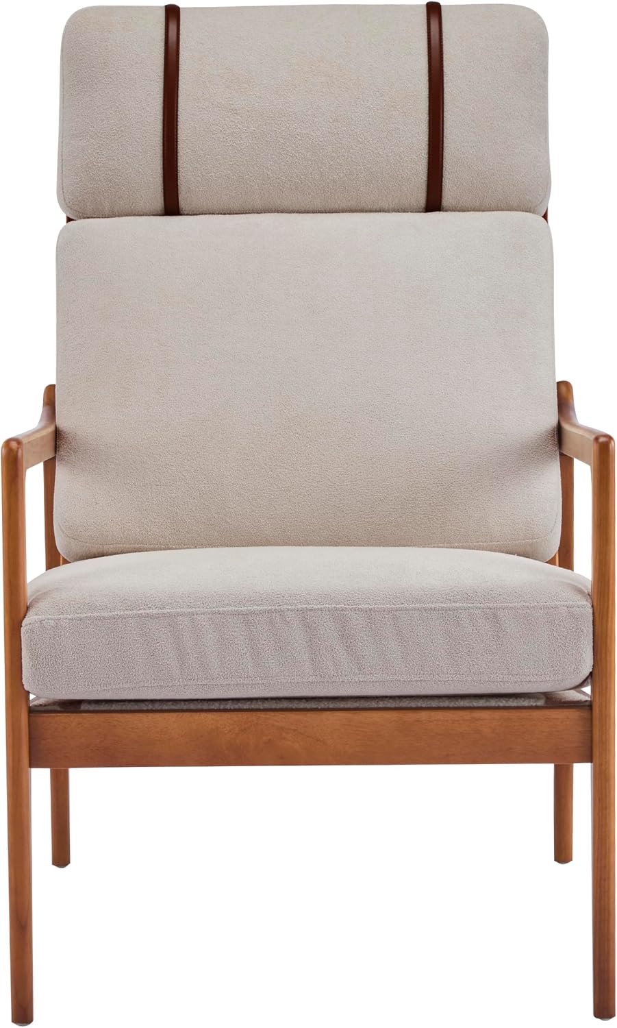 Christopher Knight Home Nadine Upholstered Accent Chair, Wooden Club Chair, Cushions Support Armchair, Comfy Lounge, Single Reading Sofa, Solid Wood Frame Armchair for Living Room Home, Light Gray