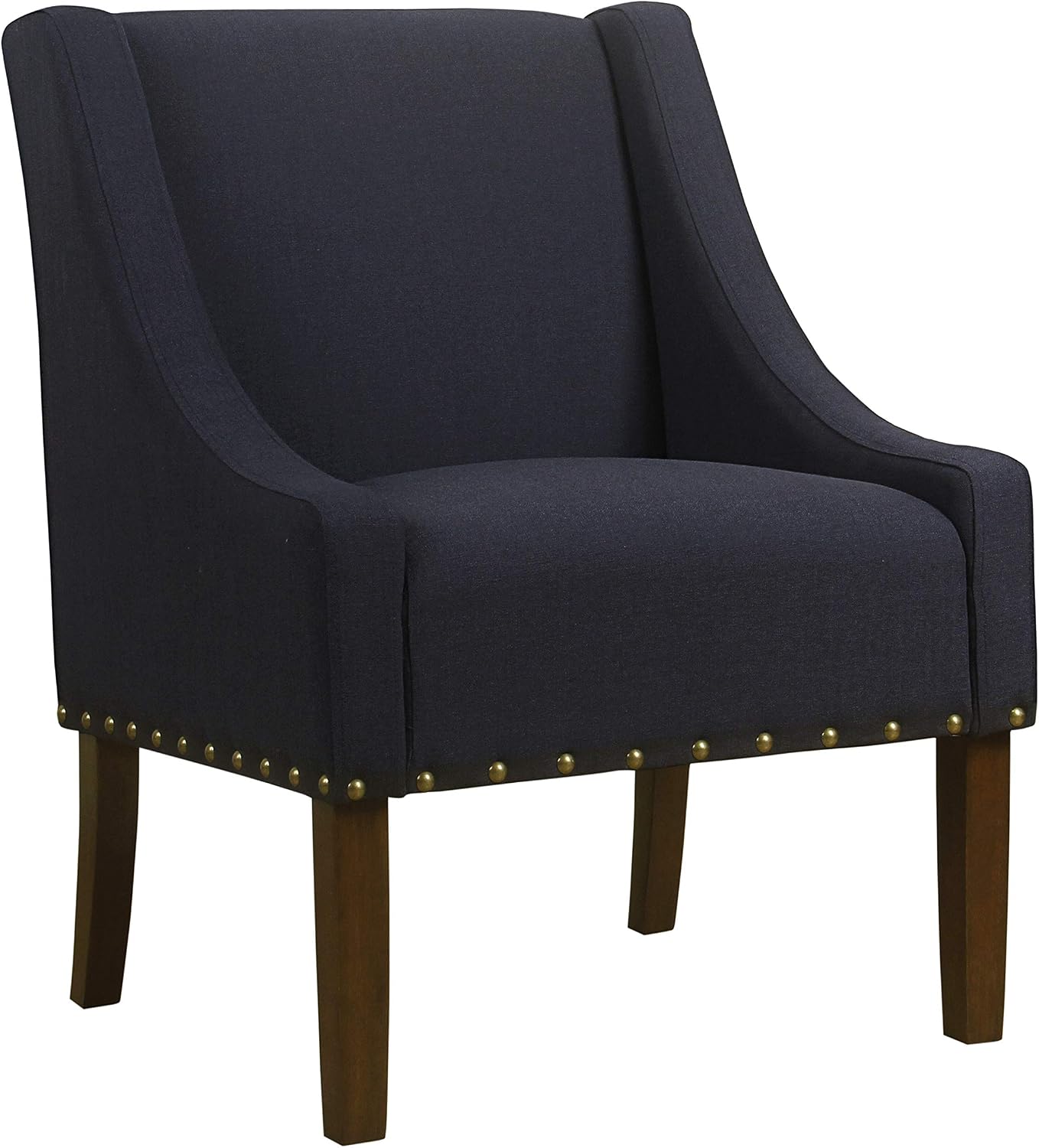 HomePop Home Decor | Upholstered Swoop Arm Accent Chair with Nailhead Trim | Accent Chairs for Living Room & Bedroom | Decorative Home Furniture, Deep Navy