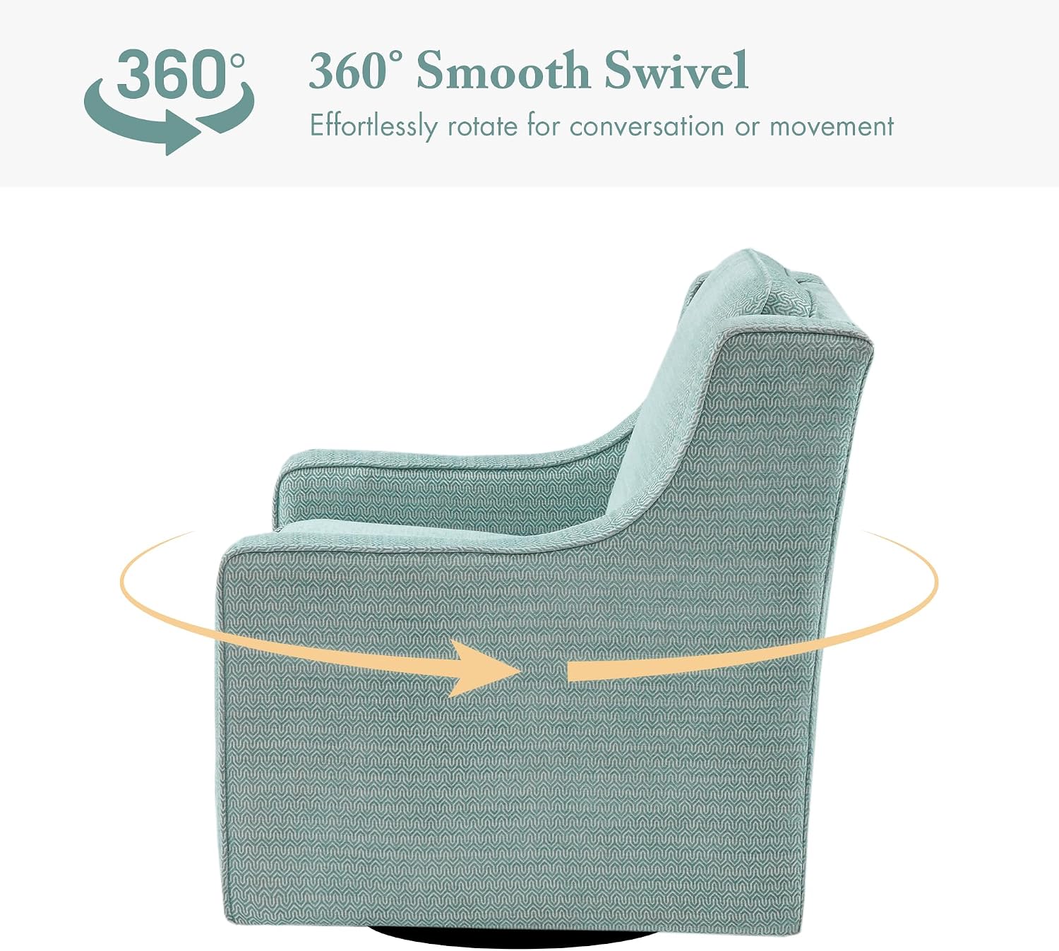 Madison Park Harris Swivel Chair - Solid Wood, Plywood, Metal Base Accent Armchair Modern Classic Style Family Room Sofa Furniture, 28.5' Wide, Dusty Aqua