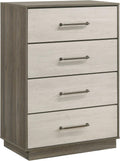 Coaster Home Furnishings - Fenwick - Melamine - 4-Drawer Chest with Antique Nickel Handles, Metal Extension Glides and Floating Base - Contemporary - Bedroom - Grey Oak - 224985