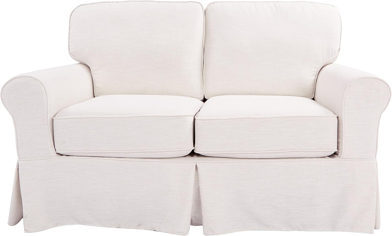 OSP Home Furnishings Ashton Rolled Arm Loveseat with Slipcover, Ivory