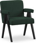 Meridian Furniture 481Green Woodloch Collection Mid-Century Modern Boucle Fabric Upholstered Accent Chair with Rich Green Boucle Fabric, Black Finish Solid Wood, 24.5' W x 23.5' D x 32' H, Green