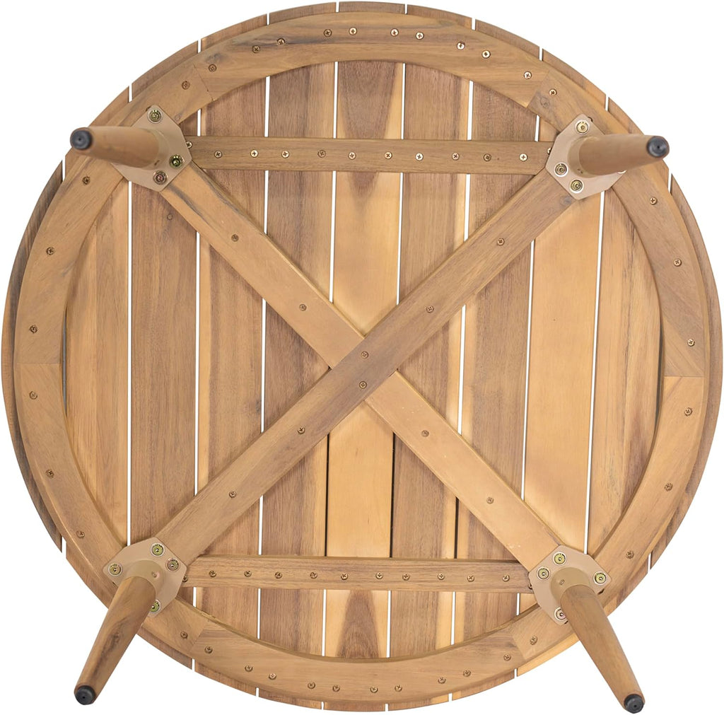 Christopher Knight Home Lalina Outdoor Coffee Table, Acacia Wood Accent Table with Slatted Panel Design, Round Patio Table for Garden Porch Balcony, Low Maintenance Outdoor Furniture, Natural