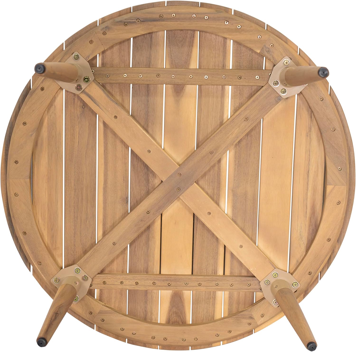 Christopher Knight Home Lalina Outdoor Coffee Table, Acacia Wood Accent Table with Slatted Panel Design, Round Patio Table for Garden Porch Balcony, Low Maintenance Outdoor Furniture, Natural