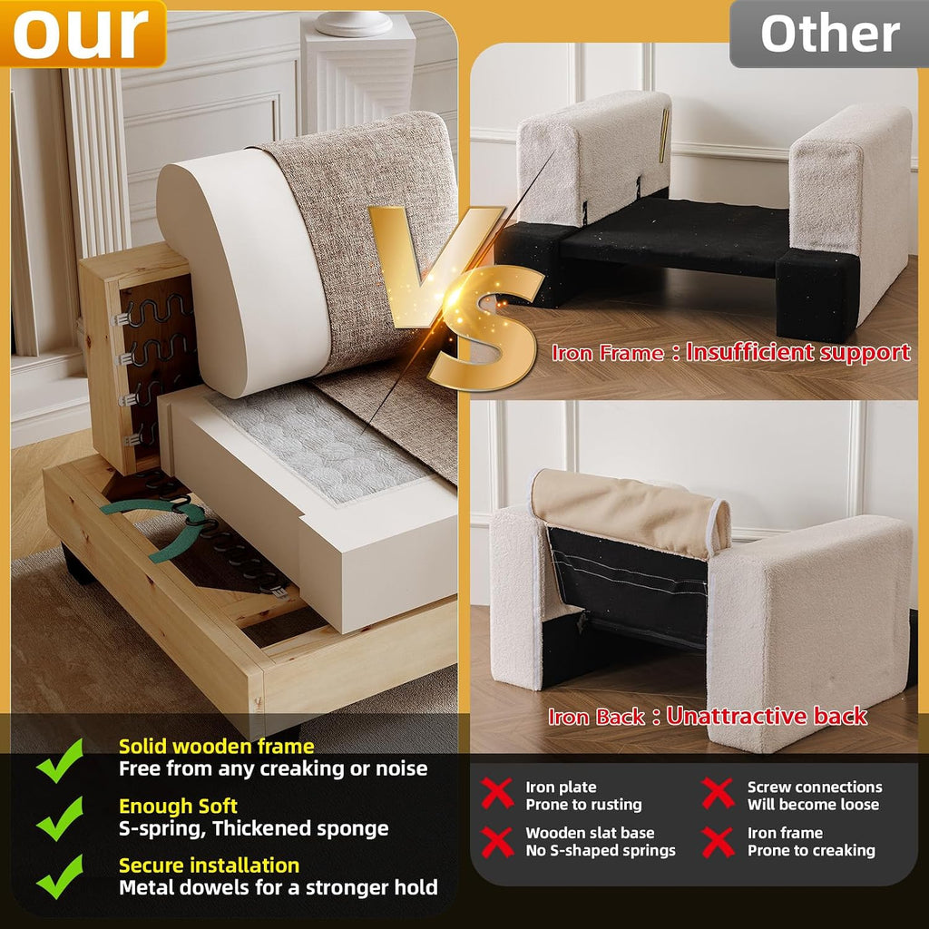 Rexulqo 85'' L Shaped Couch with Armrest Organizer,3 Seats Sofas with Movable Ottoman,Comfy Sectional Sofa with Thick Cushion,Sectional Couches for Living Room,Bedroom,Apartment,Chenille,Brown
