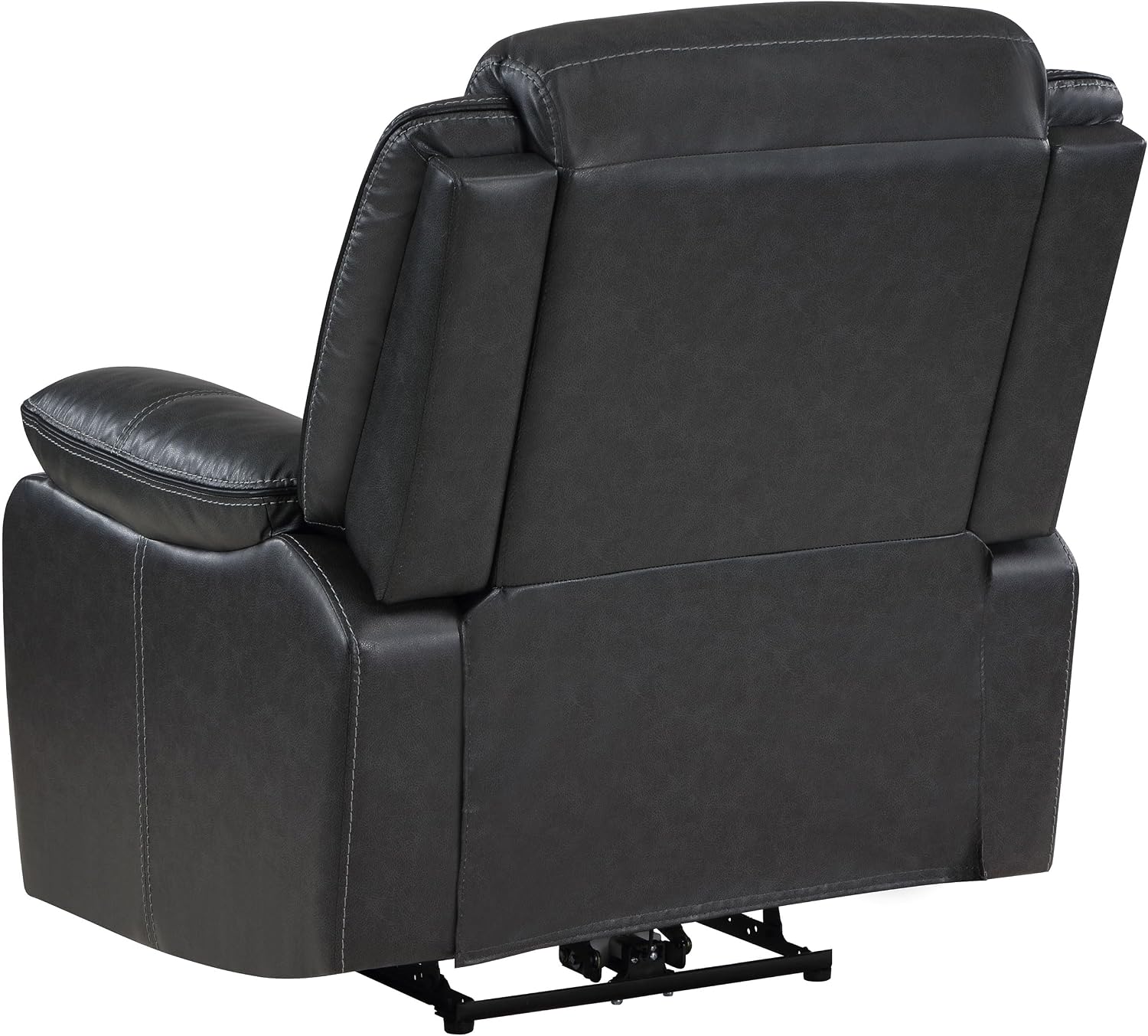 Coaster Home Furnishings - Sycamore - Faux Leather Upholstered Power Recliner Chair with Built-in USB Port, Contour Tufting and Control Panel - Living Room - Dark Gray - 610233P