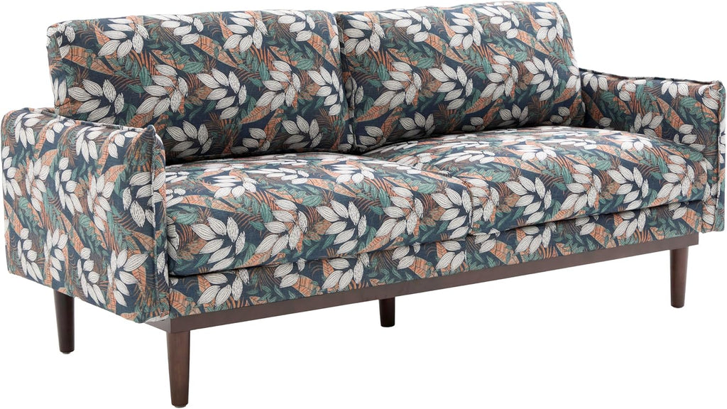 Christopher Knight Home Brena Modern Chenille Upholstered Loveseat Sofa, Wooden 2 Seater Sofa Couch with Deep Seat, Comfy Cloud Couch for Living Room, Bedroom, Home Office, Green+White