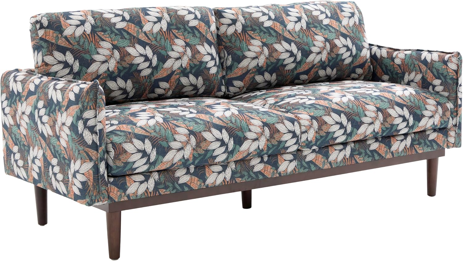 Christopher Knight Home Brena Modern Chenille Upholstered Loveseat Sofa, Wooden 2 Seater Sofa Couch with Deep Seat, Comfy Cloud Couch for Living Room, Bedroom, Home Office, Green+White