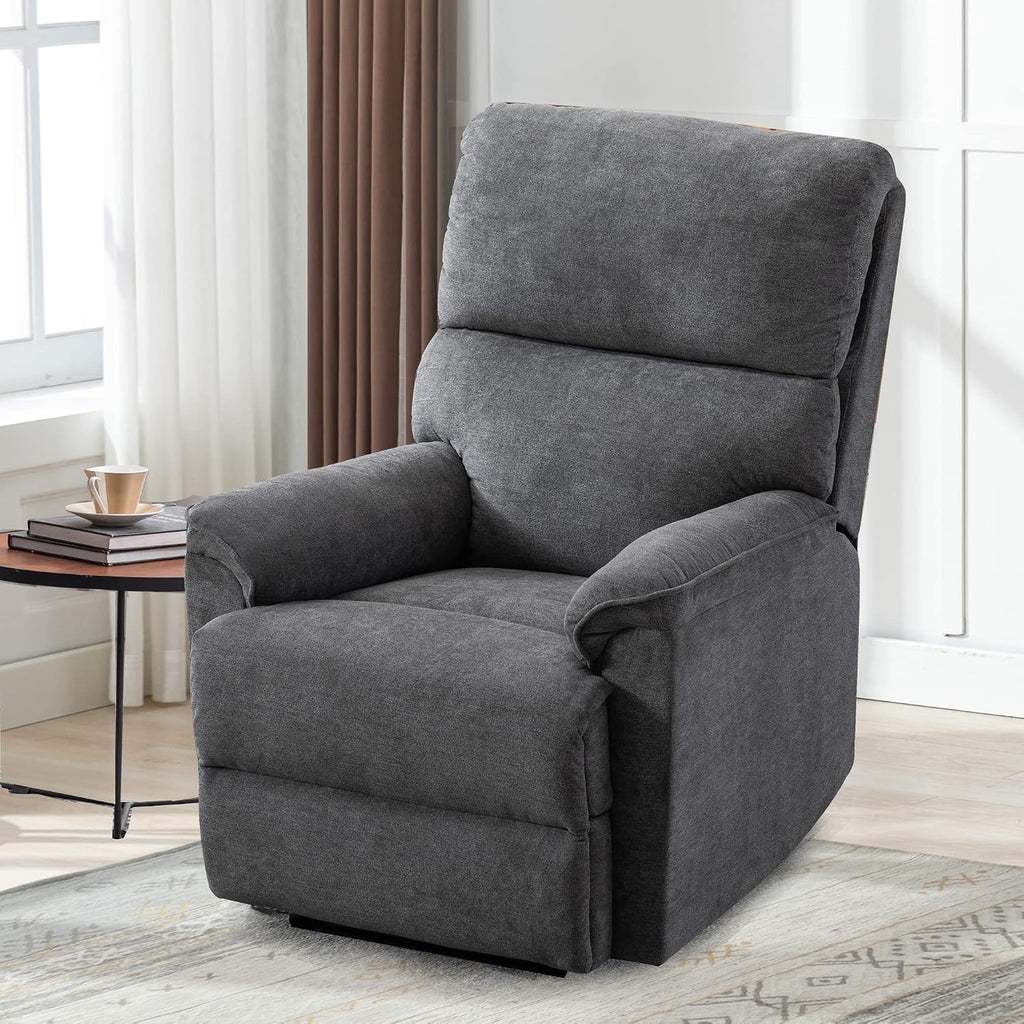 EBELLO Power Recliner Chair, Electric Recliner, Breathable Fabric Single Overstuffed Recliner Sofa Chair with USB Charge Port for Elderly Living Room, Bedroom, Gray, Power Gray