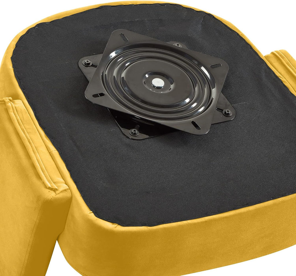 GDFStudio Swivel Barrel Chair Accent Arm Chair for Living Room Upholstered Velvet Round Reading Armchair Modern 360 Degree Comfy Swivel Chair with Open Backrest for Bedroom Office, Yellow