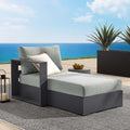 Modway Tahoe Aluminum Outdoor Chaise Lounge Gray with Weather-Resistant Cushions, Modular Left-Facing Patio Lounger for Pool Furniture or Sectional Sofa Set