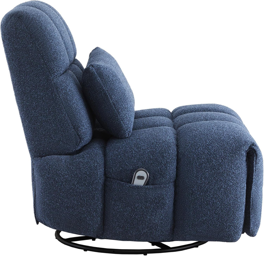 Watson & Whitely Oversized Power Recliner Chair for Adults, Swivel Rocker Recliner Chair with Lumbar Support, Ultra-Comfy Glider Recliner for Living Room Theater Seating Single Sofa, Navy