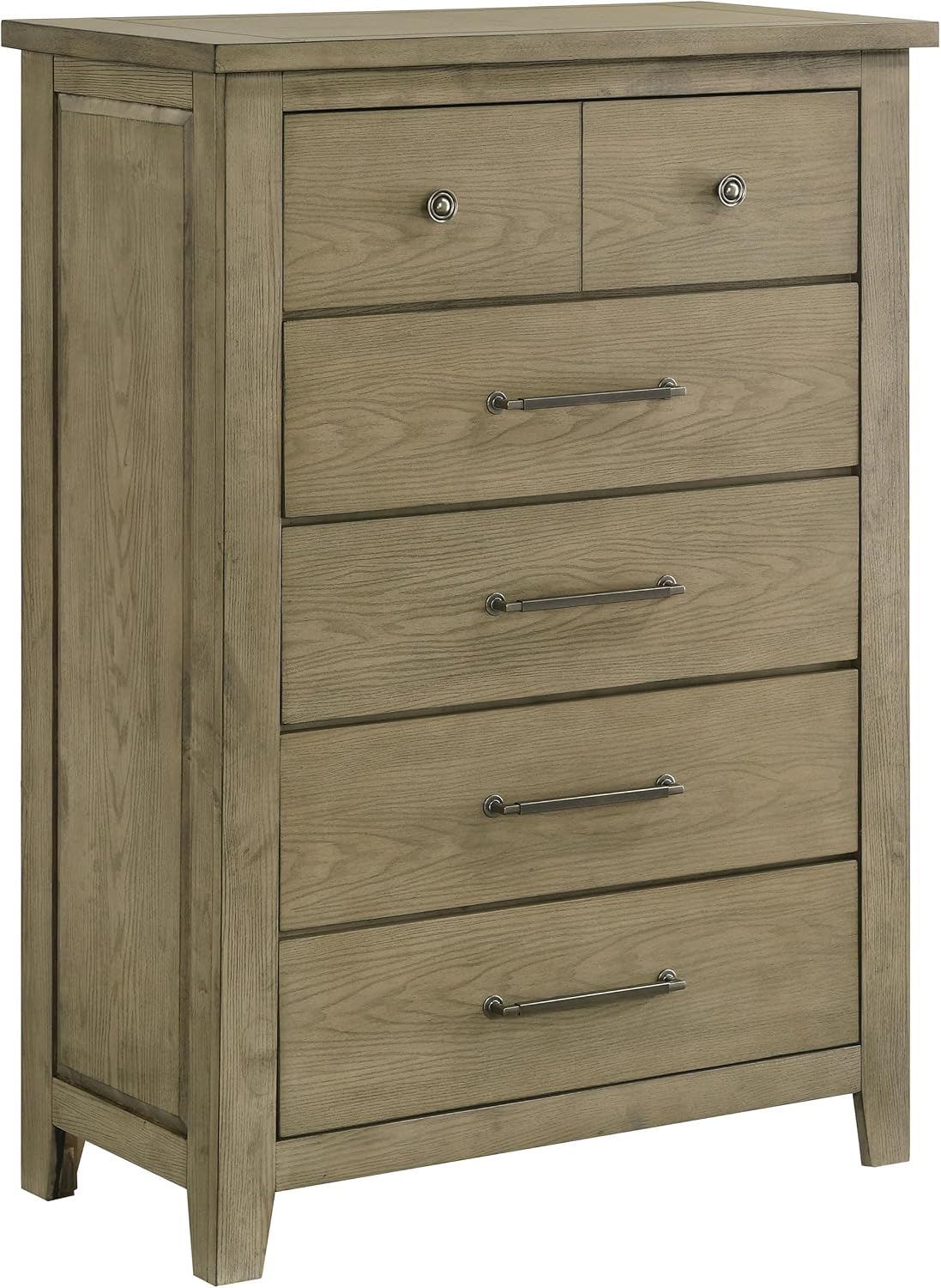 Coaster Home Furnishings - Hazlewood - Wood - 5-Drawer Chest with Bar Pull Handles, Full Extension Glides, Rustic Style and Tip-Over Restraint - Bedroom - Vineyard Oak - 207535