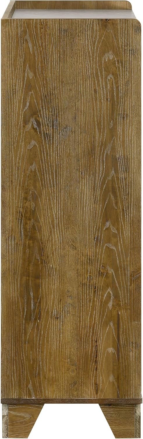 Coaster Home Furnishings - Henderson - Wood - 5-Drawer Chest with Faux Marble Top, Rustic Design, Finger-Tip Pulls, Tapered Legs and Veining Detail - Bedroom - Medium Oak - 222975