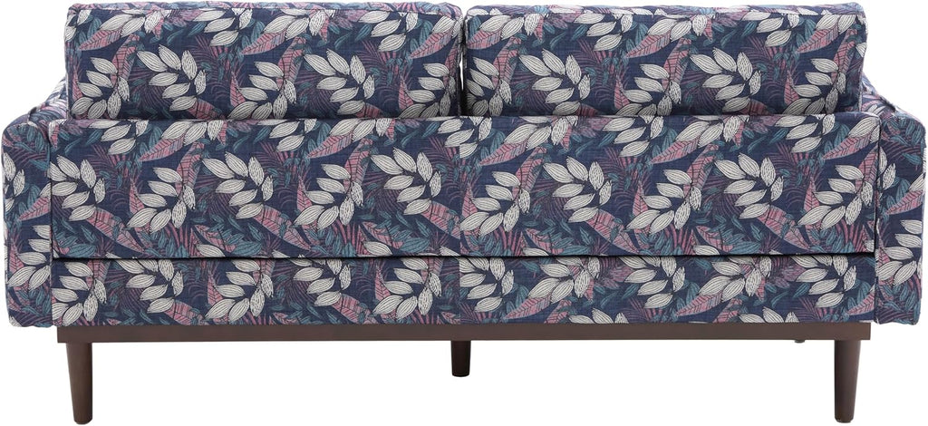 Christopher Knight Home Brena Modern Fabric Upholstered Loveseat Sofa, Wooden 2 Seater Sofa Couch with Deep Seat, Comfy Cloud Couch for Living Room, Bedroom, Home Office, Blue+White
