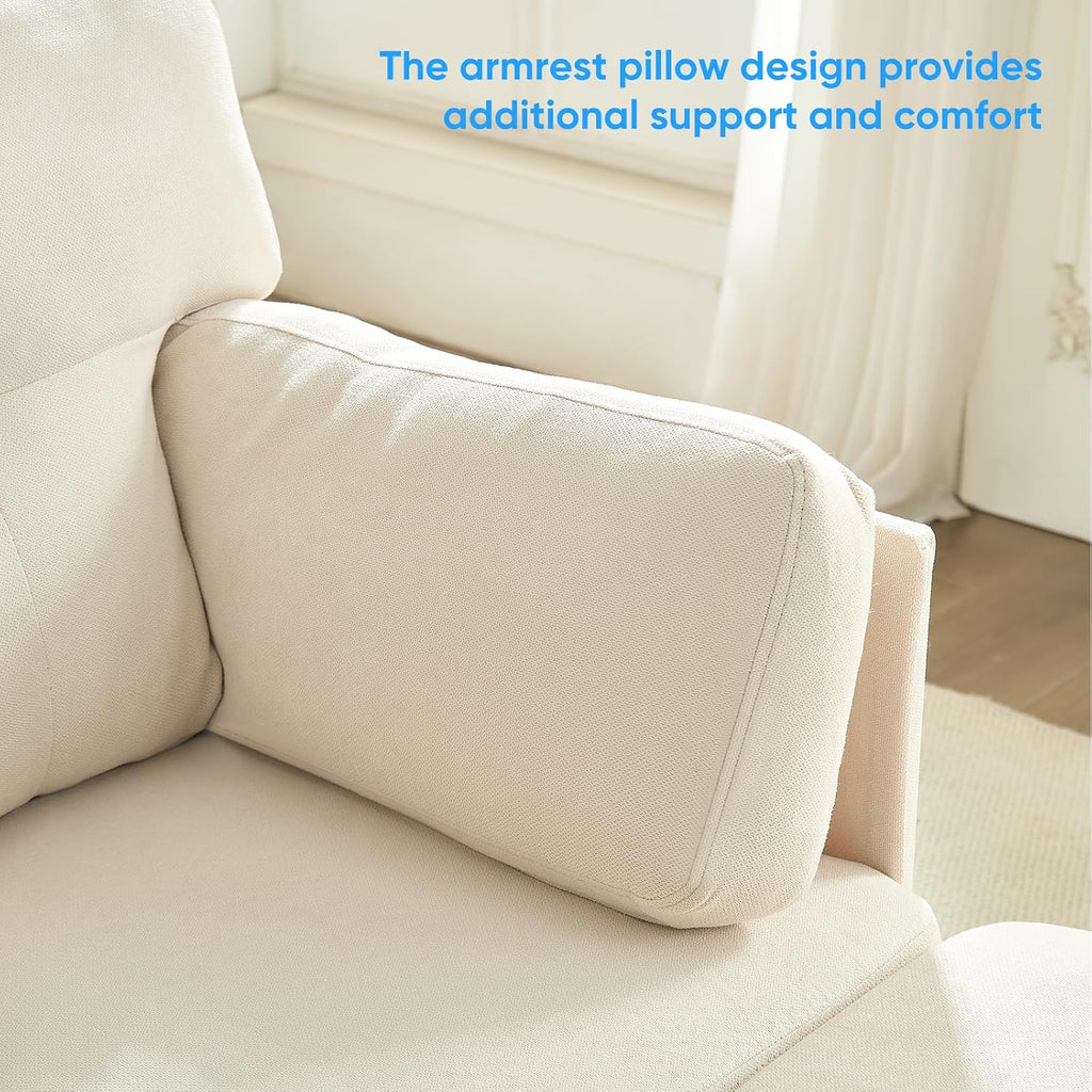 PUREMIND Sectional Home Sofa Living Room, Modern U-Shaped Sofa Couches with Double Chaise, Upholstered 4 Seater Sofa for Living Room, Apartment, Beige