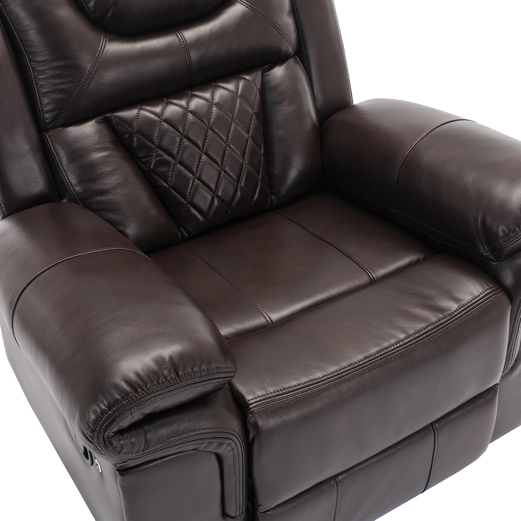 ERYE Manual Recliner Chair with LED Light Strip for Living Room, Bedroom, Manual Reclining Home Theater Seating Armchair, Faux Leather Tufted