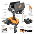 Work IQ Tools IQ Vise & IQ Connect | 360° Articulating Bench Vise & Hands-Free Accessory System with 3 Bench Mounts | Includes Vise Jaws, Magnifying Glass, Rechargeable Work Light & Cell Phone Holder