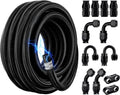 EVIL ENERGY Conductive 10AN PTFE Fuel Line Kit,Antistatic E85 Nylon Braided PTFE Fuel Hose 20FT AN10 Fuel Line Hose kit Black