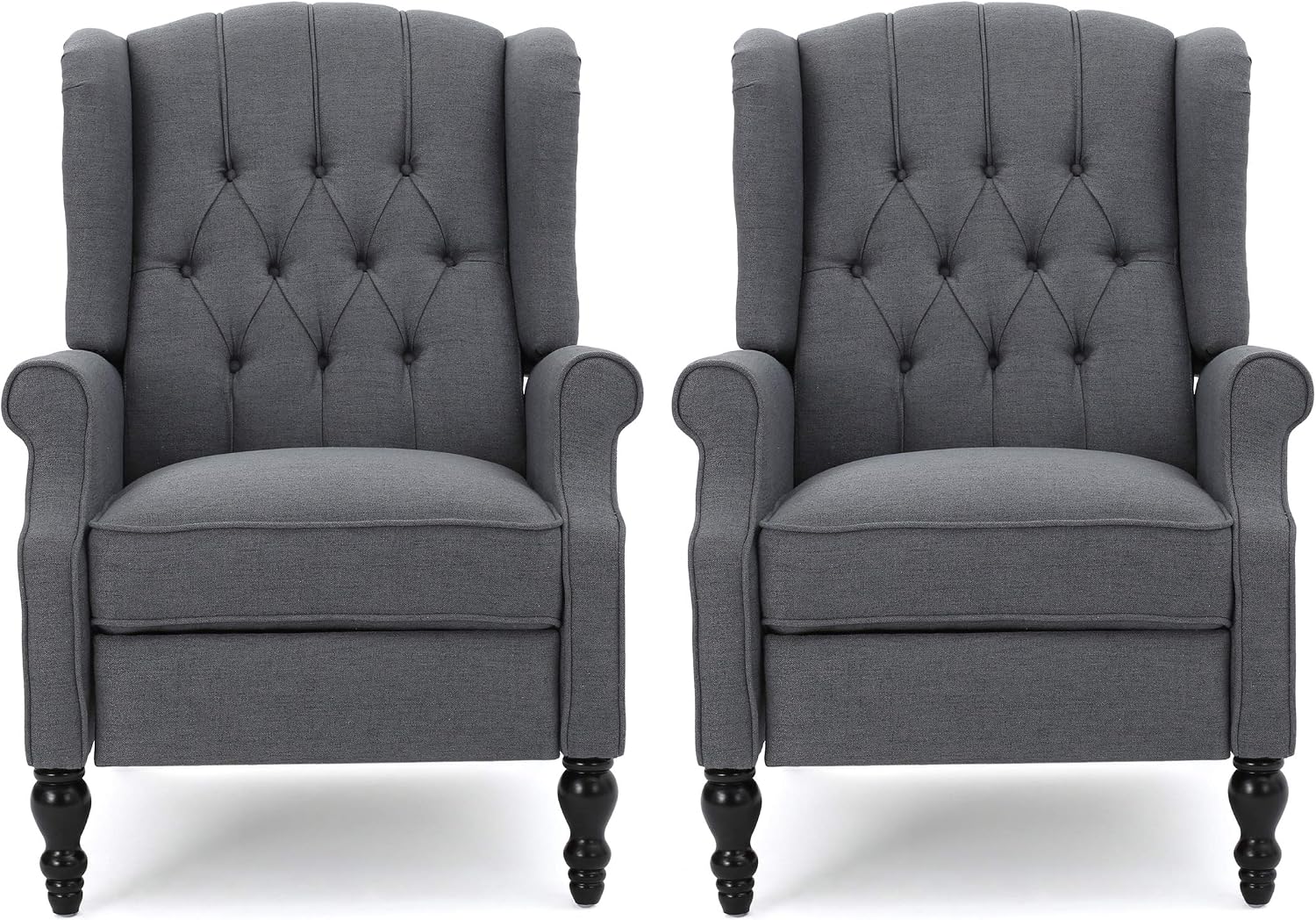 Christopher Knight Home Earlean Fabric Recliner (Set of 2), Charcoal, Dark Brown
