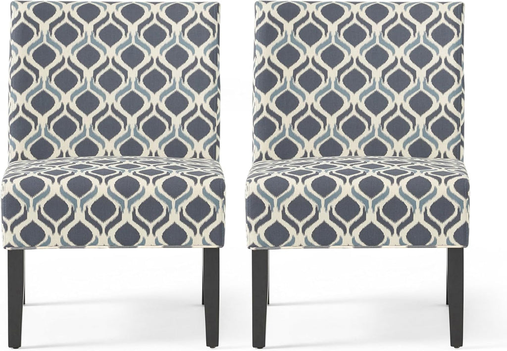 Christopher Knight Home Kassi Fabric Accent Chairs, 2-Pcs Set, Blue / Navy