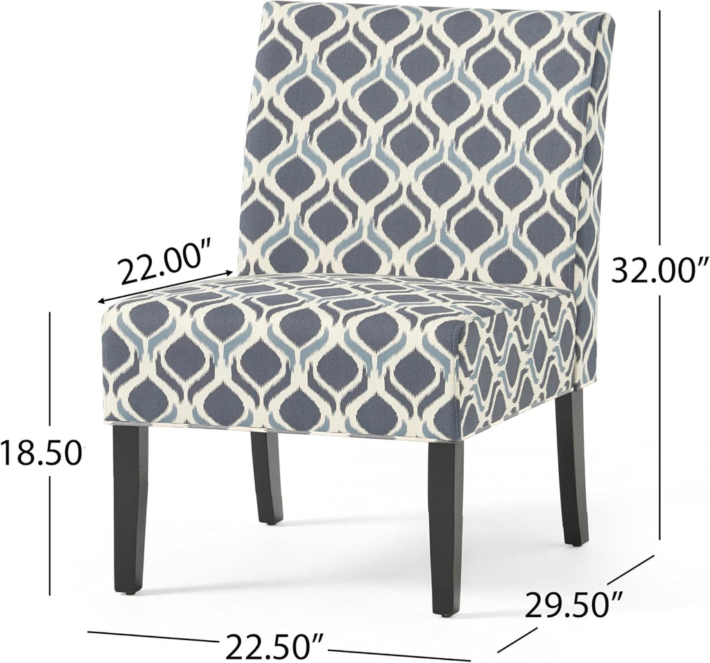 Christopher Knight Home Kassi Fabric Accent Chairs, 2-Pcs Set, Blue / Navy