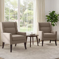 Zihanhome High Back Living Room Chairs, Fabric Accent Chair, Comfy Upholstered Armchair with Wooden Legs for Living Room, Bedroom, Apartment (2, Brown)