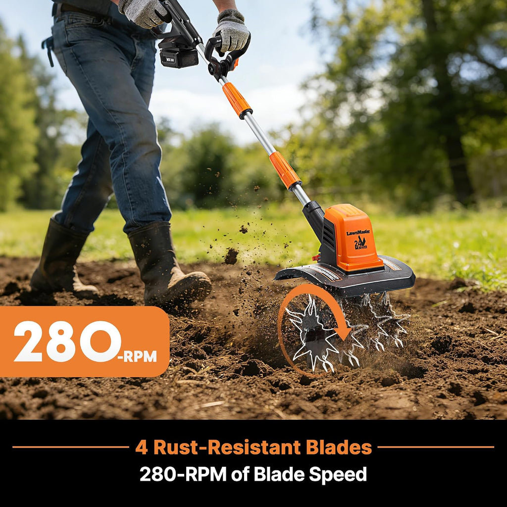 LawnMaster 24V MAX 9' Cordless Tiller – CLTE2409