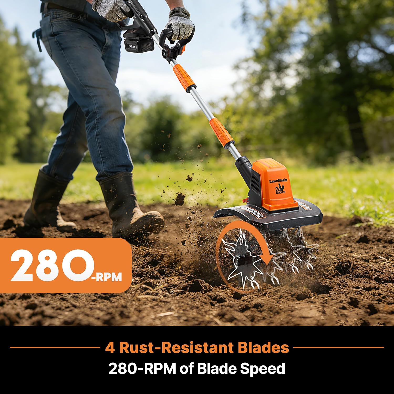 LawnMaster 24V MAX 9' Cordless Tiller – CLTE2409