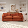 Christopher Knight Home Taliyah 87' Cozy Velvet Upholstered Lounge Sofa, 3-Seater Curved Home Sofa Living Room with 4 Pillows, Sturdy Wooden Frame Lounge Chair Indoor, Couch with Thick Cushion, Orange