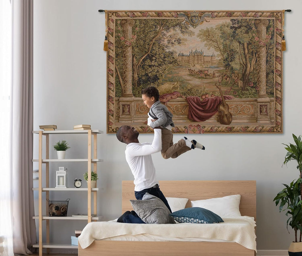C Charlotte Home Furnishings Inc Verdure Au Chateau II French Tapestry Wall Hanging | Viscose Cotton and Polyester Blend Wall Art | 58 in. x 74 in | Home Decor Accents