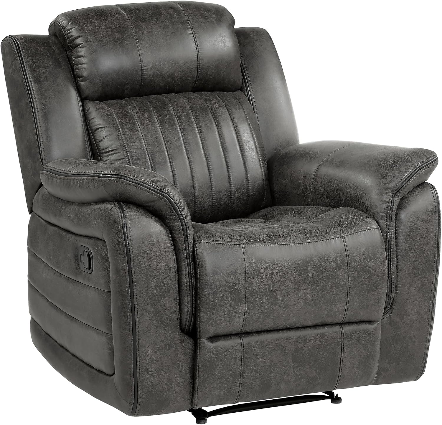 Lexicon Recliner Living Room Set, Home Theater Seating, Manual Polished Microfiber Upholstery Sofas, RV Couch Including Double Recliner Sofa, Loveseat and Chair, 3-Piece Set, Brownish Gray