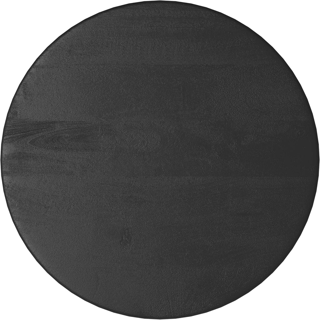 SIMPLIHOME Boyd End Table - 13 inch Wide Solid Mango Wood Round Accent Table with Line Texture in Black, Contemporary Small Nightstand or Lamp Stand for Living Room, Bedroom, or Office, Assembled