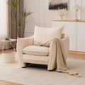 Oversized Accent Chair, Modern Single Sofa Cloud Chairs with Removable Pillow, Deep Seat Comfy Armchair for Living Room Bedroom Reading Nook - Upholstered Lounge Chair (Beige)