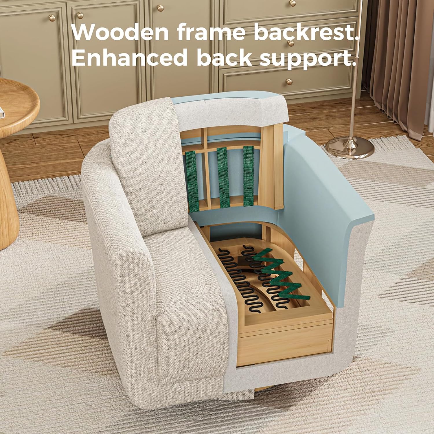 Swivel Accent Chair, 360° Chenille Barrel Swivel Chair for Living Room, Reading Nook Chair for Bedroom Small Spaces, Fully Assembled, Cream