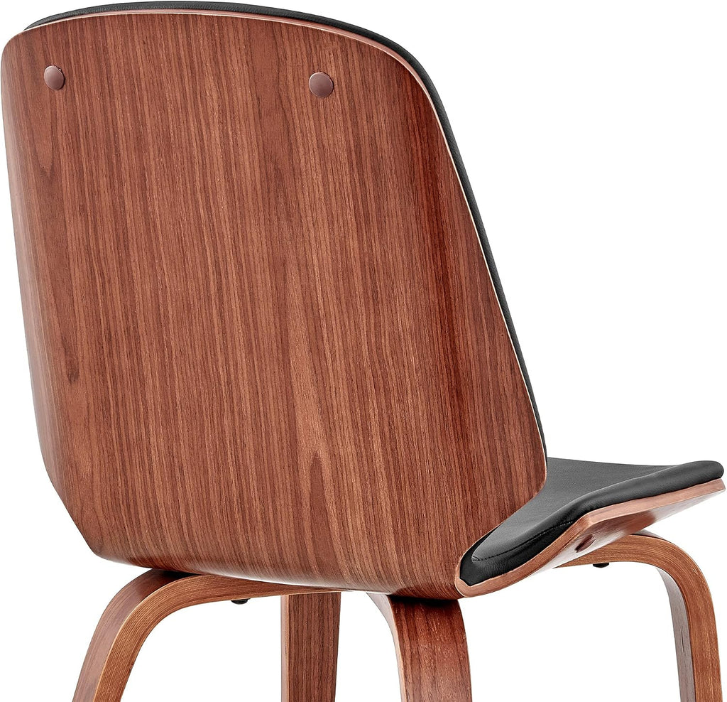 Armen Living Brinley Faux Leather Wood Dining Room Accent Chair, Black/Walnut 19 x 33 x 22