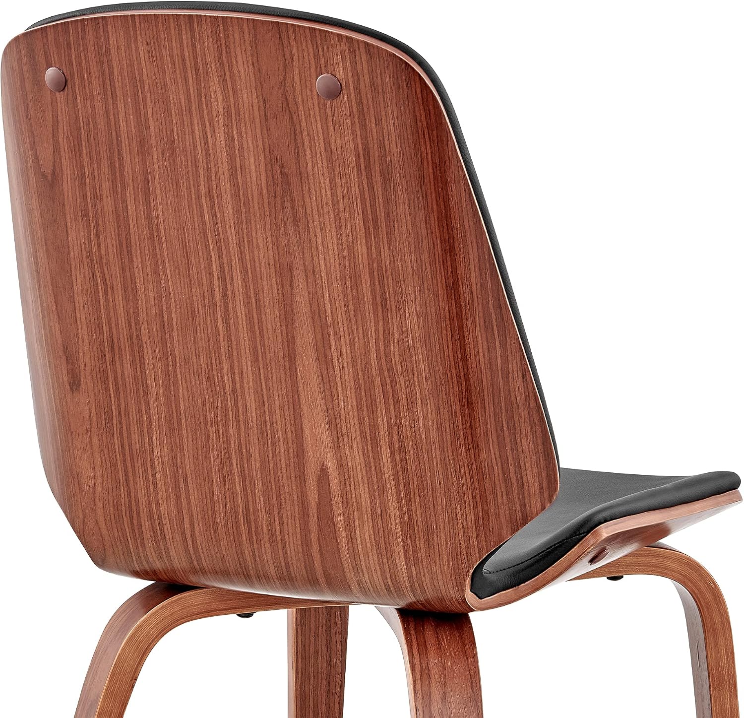 Armen Living Brinley Faux Leather Wood Dining Room Accent Chair, Black/Walnut 19 x 33 x 22