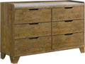 Coaster Home Furnishings - Henderson - Wood - 6-Drawer Dresser with Rustic Design, Faux Marble Top and Tip-Over Restraint - Bedroom - Medium Oak - 222973