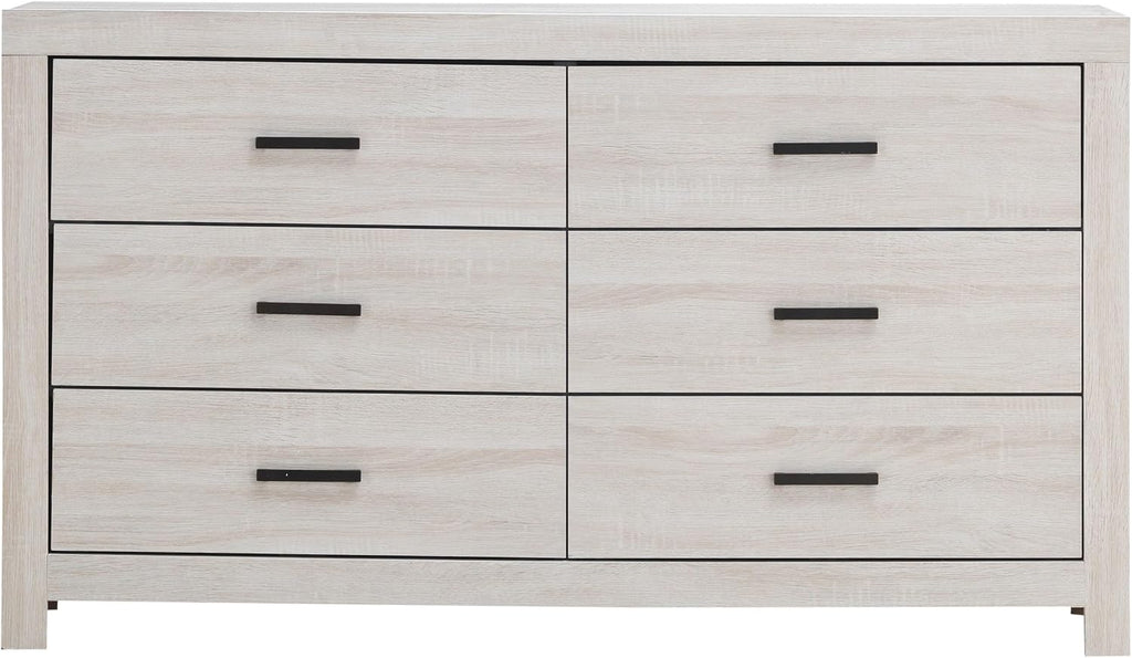 Coaster Home Furnishings Brantford Farmhouse 59-inch 6-Drawer Bedroom Dresser Clothing Storage Cabinet Wide Chest of Drawers Organizer Unit Coastal White 207053